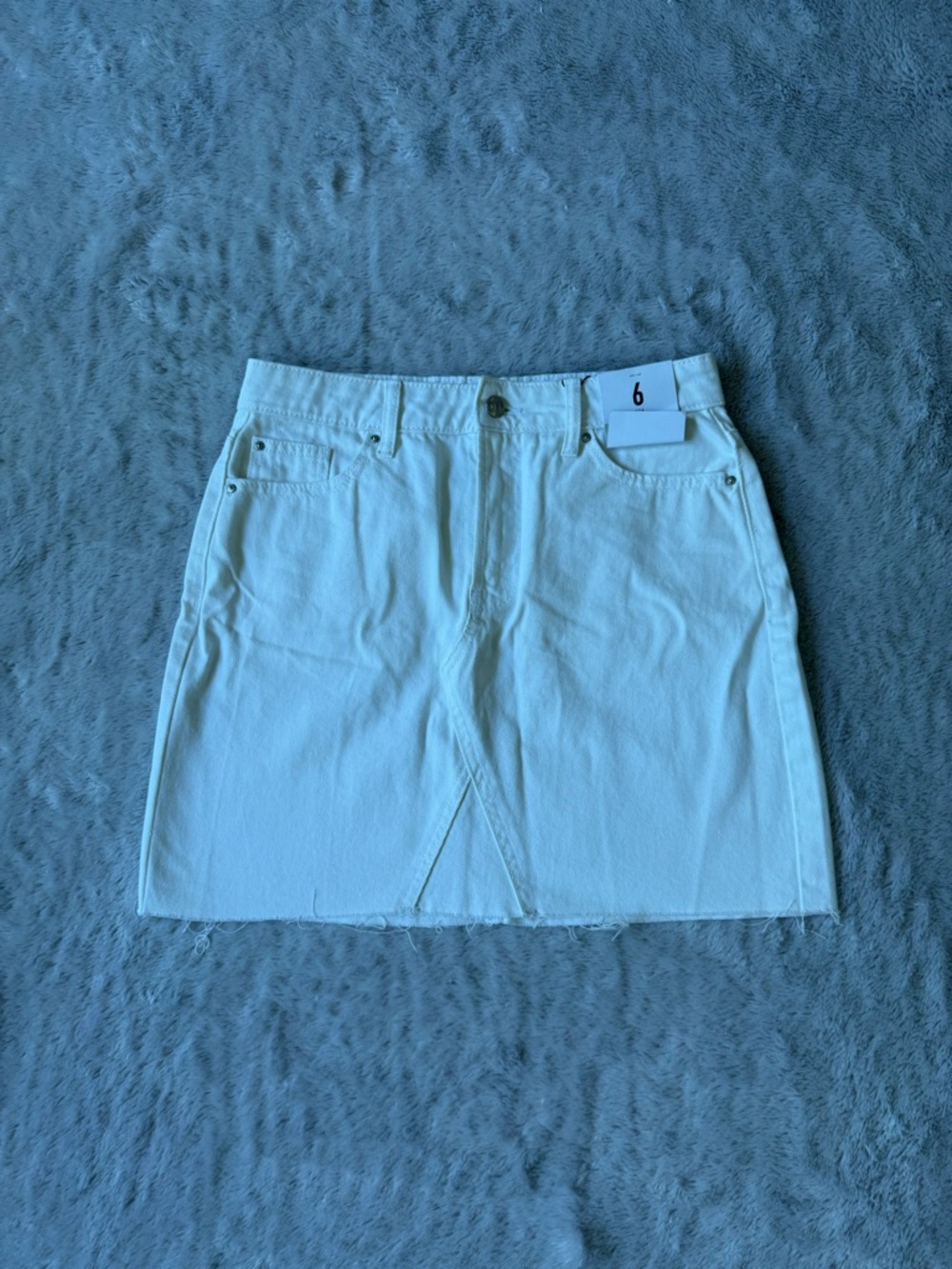 Denim&Co White Denim Mini Skirt with Button Front